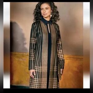 Soft Surroundings Black and Tan Striped Jacket